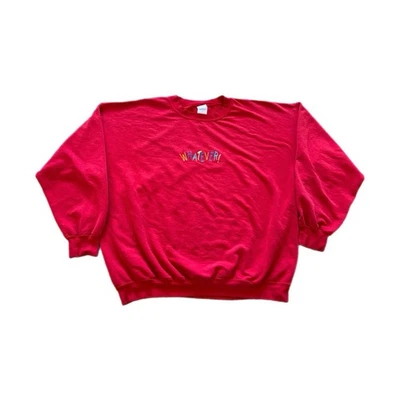 Sudadera De Colección Whatever Para Hombres XL Pullover Rojo Polar Divertida Y2K Attitude Brat Foto 1 de 4