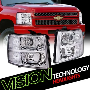 Chrome Housing Headlights Parking Turn Signal Lamp Nb For 07-14 Chevy Silverado - Picture 1 of 2