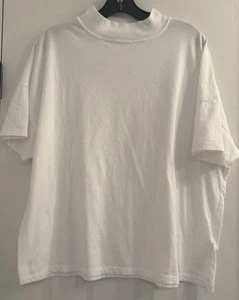 Free People Boho Oversized Mock Neck Size M Short Sleeve Cotton Tee - Picture 1 of 9