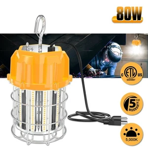80W LED Temporary Work Light 11600LM Hanging Portable Construction JobSite Light - Picture 1 of 12