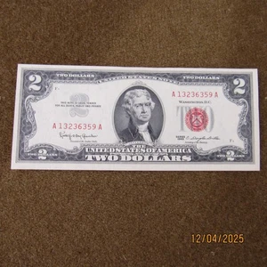 CRISP AU 1963 $2 Dollar Bill Red Seal United States Note UNCIRCULATED - Picture 1 of 10