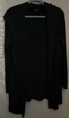 BCBG Cárdigan Tejido Pesado Acanalado Para Mujer’s Cuello Chal L Negro Falta Cinturón Foto 1 de 4