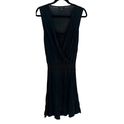 Banana Republic Black 100% Silk Sleeveless Knee Length Dress Y2K Stretch PM - Image 1 of 4