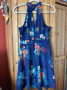 Express Womens Dress Halter Top Size 6. Blue Floral Hawaiin Island preowned - Picture 1 of 7