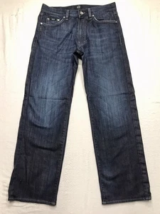 Jean HUGO BOSS Texas Hombre 33x30 Lavado Oscuro Elástico Denim Pierna Recta - Imagen 1 de 14