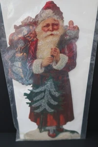 Alte Druckfabrik Weihnachten Santa Vintage viktorianischer Schrott Ornament gestanzt 12" Karte - Bild 1 von 4