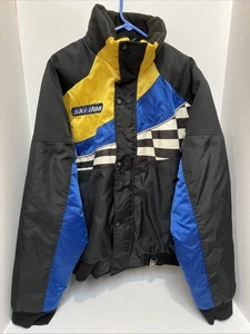 Skidoo Bombardier Eganville Jacket Size Large Yellow Blue Checkered Black (READ) - Picture 1 of 13