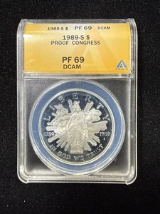 1989-S $1 Congress Bicentennial Proof Silver Dollar Commemorative ANACS PF69DCAM - Picture 1 of 6