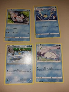 4 pokemon cards- goldeen, seadra, clauncher, snom - Picture 1 of 6