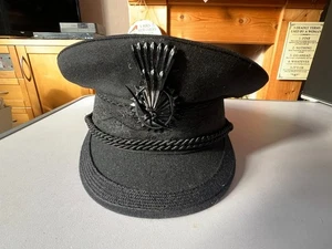 Mens Black Chauffeurs Hat with Badge Size 58 (7.5) - Picture 1 of 6