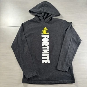 Fortnite Shirt Boys Medium Gray Long Sleeve Hoodie Peely Banana Graphic Gamer - Picture 1 of 6