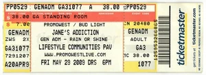 2009 Jane's Addiction Full Complete Concert Ticket Stub Columbus OH - Picture 1 of 1