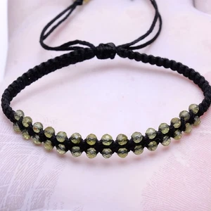 Natural 3MM Peridot Beaded Micro Macrame Bracelet ~ Handmade Crystal Jewelery - Picture 1 of 12