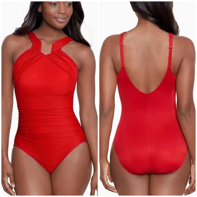 Traje de baño Miraclesuit nuevo sin etiquetas Rock Solid Afrodita de una pieza rojo cayena talla 10 Foto 1 de 4