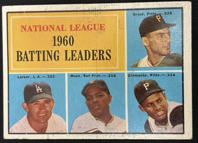 1961 Topps - League Leaders Willie Mays, Roberto Clemente, Dick Groat #41 - Image 1 of 2