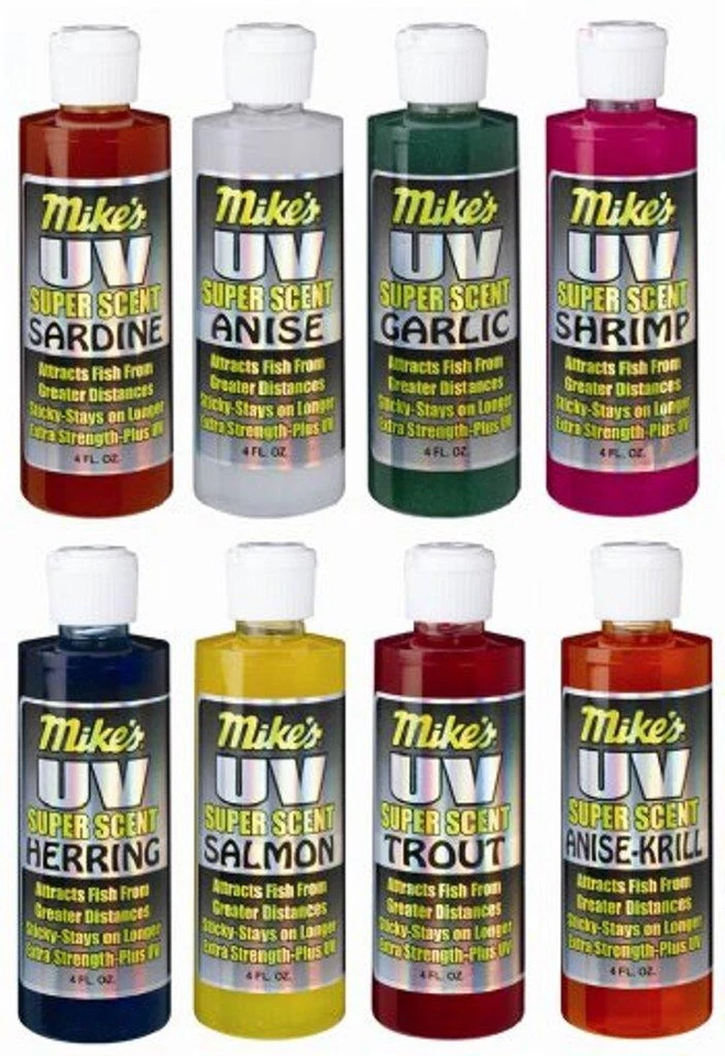 Atlas Mike's UV Super Scent Enhanced Fish Attractants 4oz Bottle Choice of Scent - Image 1 of 1