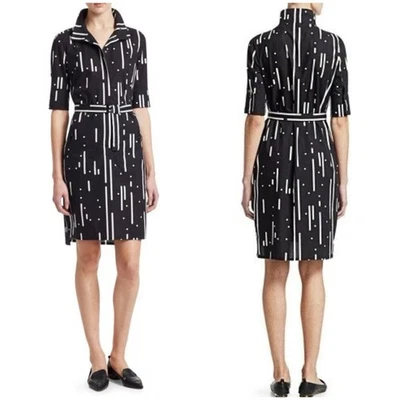 Camisa-Vestido AKRIS Punto Lamiera Estampado de Puntos a Rayas Algodón 4US 8UK 40IT Sin Cinturón Foto 1 de 4