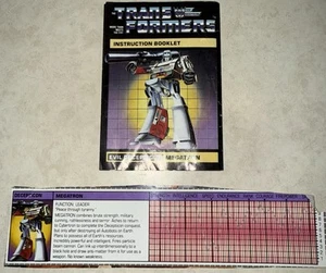 VTG 1984 G1 Transformers Decepticon Megatron Tech Spec Card Instruction Booklet - Picture 1 of 3