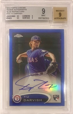 2012 Topps Chrome Yu Darvish Auto /199 Blue Refractor #151 BGS 9 Padres Rangers - Image 1 of 2