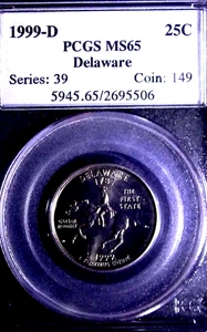 1999-S DELAWARE 25C PCGS MS65 - Picture 1 of 2