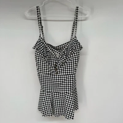 Top de baño Torrid Gingham Peplum Midkini para mujer talla 5X negro blanco  Foto 1 de 4
