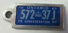 Vintage 1967 ONTARIO, CANADA plaque d'immatriculation étiquette porte-clés porte-clés DAV amputation de guerre