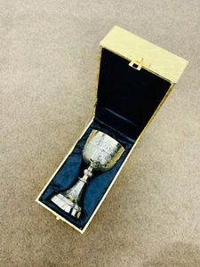 Chalice Brass Wine Goblet With Box Chalice Brass Vintage Handmade King's Royal f - Picture 1 of 4
