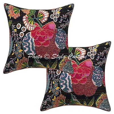 Funda de almohada para decoración del hogar Kantha Bohemia Boho funda de cojín tiro 16 x 16 pulgadas Foto 1 de 4