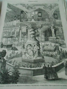 Gravure 1866 - Stockholm Grand exposition des Beaux Arts La Grande Nef - Foto 1 di 1