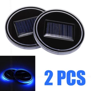 Blue LED Solar Cup Pad Cover Car Interior Parts Decoration Light Car Accessories - Picture 1 of 14