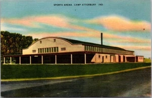 WWII Camp Atterbury IN US Army Sports Arena Edinburgh 1944 Linen postcard HQ16 - Picture 1 of 2