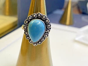 Sterling Silver 925 Ring Larimar 5.97g Size R - Picture 1 of 5