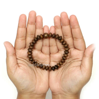 Lote 12 Johar Platillo Forma Madera 33 Cuentas Cuerda Elástica 6mm Oración Cuentas Pulsera Foto 1 de 4