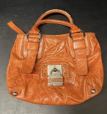 Bolso de Hombro de Cuero Raro Guess De Colección Y2K Boho Cartera Bolso de Mano Años 2000 Naranja Foto 1 de 4