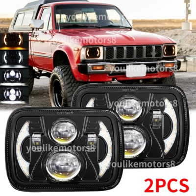 Pair 5x7" 7x6'' LED Headlights fit Toyota Pickup 1982-1995 4Runner Halo DRL Turn - Image 1 of 4
