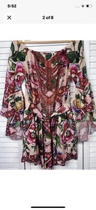 Showpo Floral Ruffle Playsuit, Jumpsuit, Rhinestones, Boho, Gypsy, Sz 10, S - Picture 1 of 6