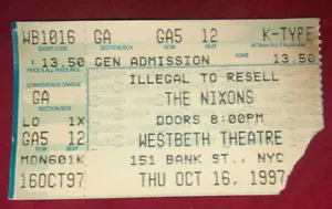 Boleto de concierto de The Nixons Westbeth Theatre Nueva York 16 de octubre de 1997 - Imagen 1 de 1