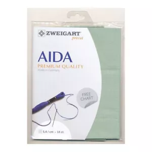 Cross X Stitch Aida Cloth 14 Count Zweigart Celedon Apple Green 36x48cm Fabric - Picture 1 of 1