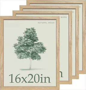 16x20 Poster frame set of 4, natural solid wood frame, tempered glass - Picture 1 of 7