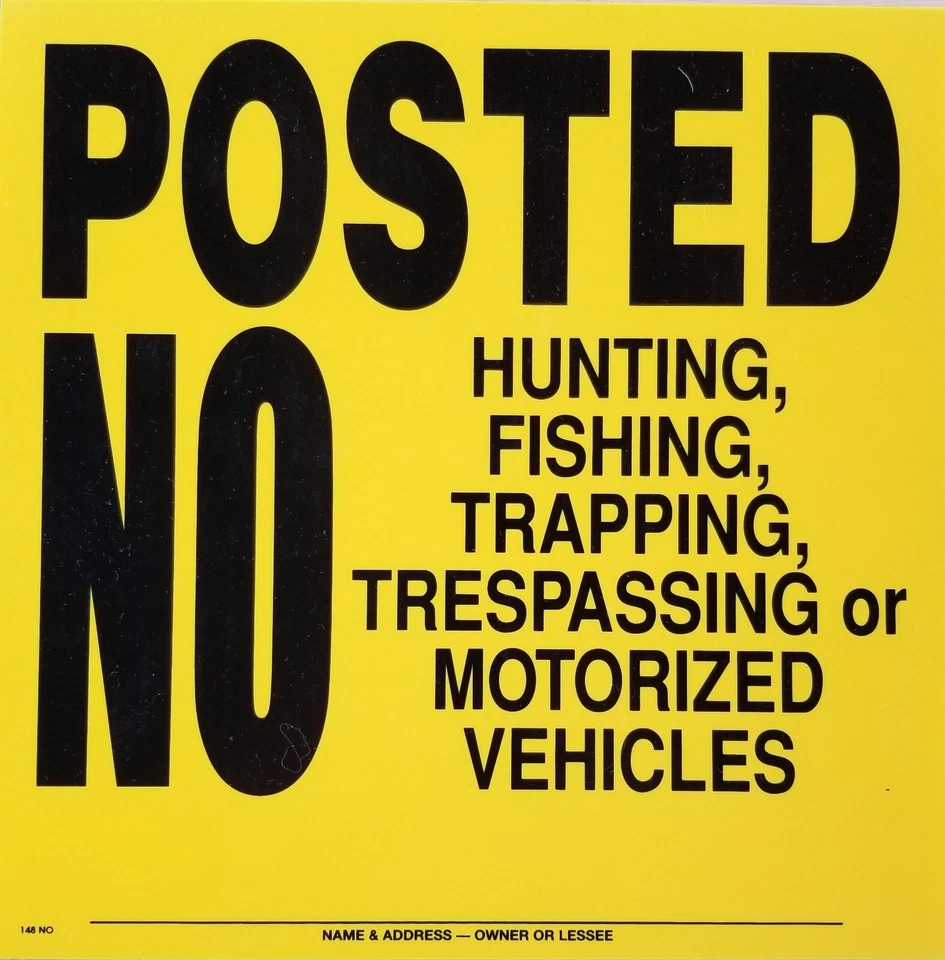Posted No Hunting Signs Yellow Plastic 11.25" x  11.25" .024" 8 Count - Image 1 of 1