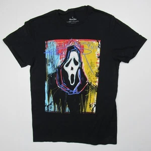 Ghost Face Halloween Black Short Sleeve T-Shirt Graffiti Painting Men's Size S - Picture 1 of 3