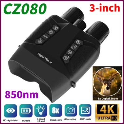 CZ080 Night Vision Goggles 4K Digital HD IR Binoculars 8X Zoom Hunting - Image 1 of 4