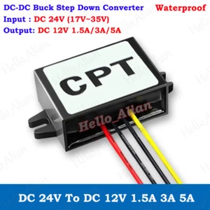 Waterproof DC-DC Buck Step Down Voltage Converter 17V-35V 24V To 12V 3A 5A Car - Picture 1 of 13