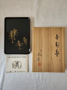 Zohiko URUSHI Japonés Kyoto Laca Negra Urushi Bandeja Plato Dorado - Imagen 1 de 23