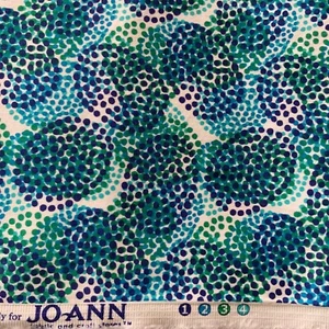 Fabric Cotton Print Dots Ovals Aqua Blue Green Woven Stretch Abstract 4 1/2 yds - Picture 1 of 6