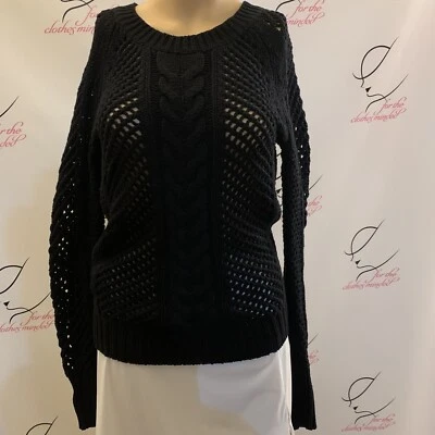 Moda Internacional.  Talla pequeña.  Suéter de punto abierto de mezcla de algodón. B104. Foto 1 de 4