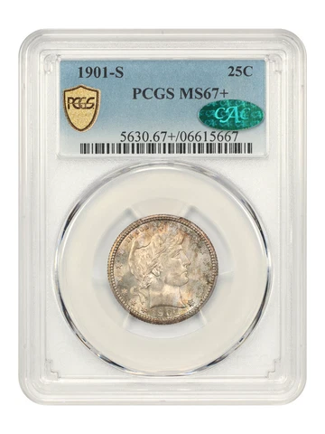 1901-S 25c PCGS/CAC MS67+ - Key Date Barber Quarter, Only One Finer! Cover