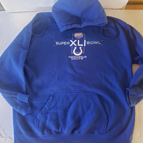 NFL SUPER BOWL XLI Hoodie South Florida 2007 Bears Colts Blue Sweater, Men's XL Cover