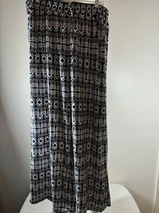 Roz & Ali Women's Large Wide-Leg Palazzo Pants Geometric Navy & Blue - Picture 1 of 18