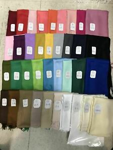 Wholesale 2PLY 78X28 Solid Pashmina Shawl Wrap Stole Cashmere Wool Silk Scarf